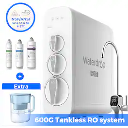 Waterdrop - G3P600 Reverse Osmosis System Extra WD-PT-07B Water Filter Pitcher - White
