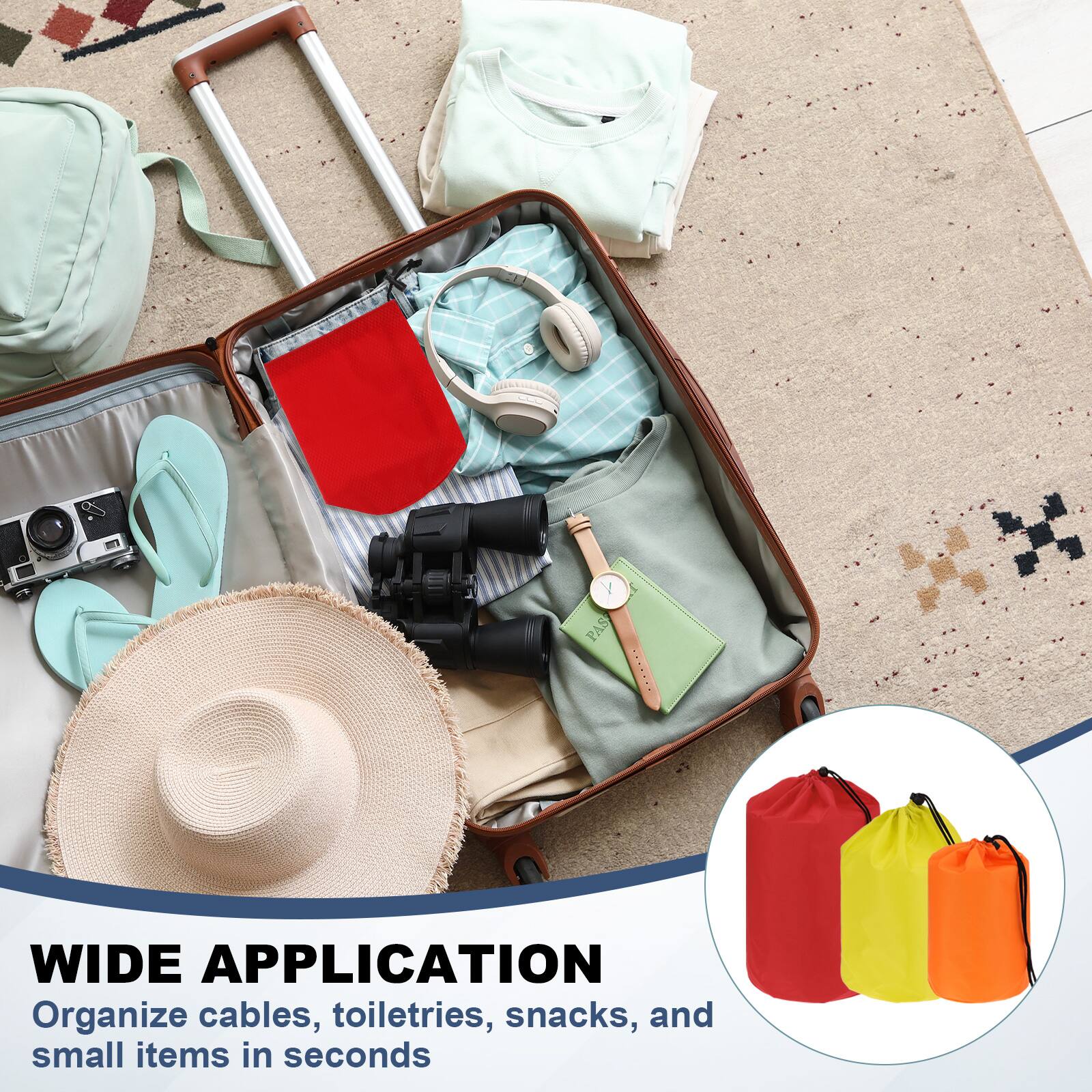 WIDE APPLICATION  
Organize cables, toiletries, snacks, and small items in seconds