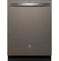 GE - 24" Top Control Built-In Stainless Steel Tub Dishwasher with 3rd Rack, Sanitize Cycle and 47 dBA - Slate - Front_Zoom