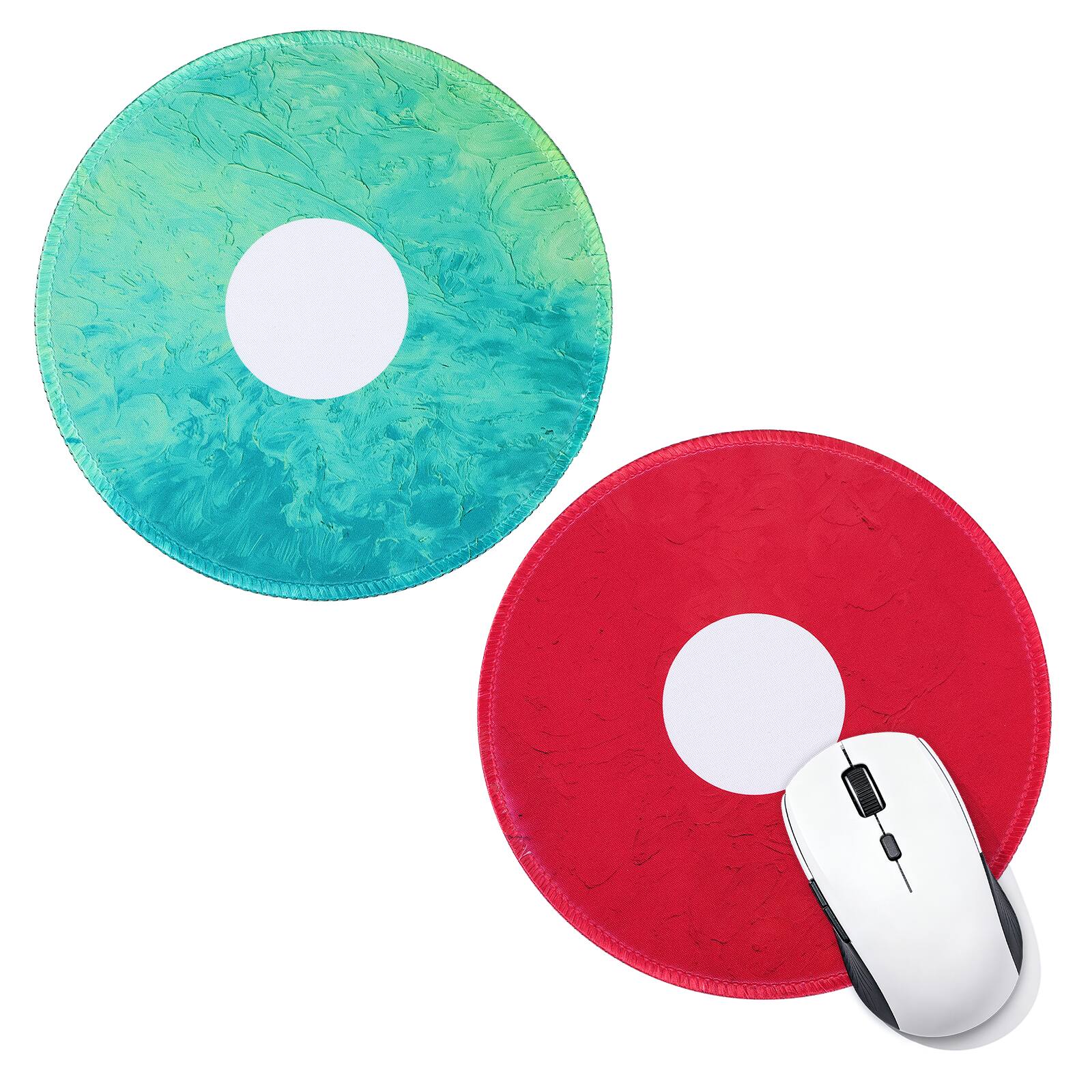 Front. Unique Bargains - 2pcs Donut Round Mouse Pad 7.9" Donut Printed Non-Slip Rubber Desk Mat for Office Home Laptop Computer Desk Accessories - Red, Green.