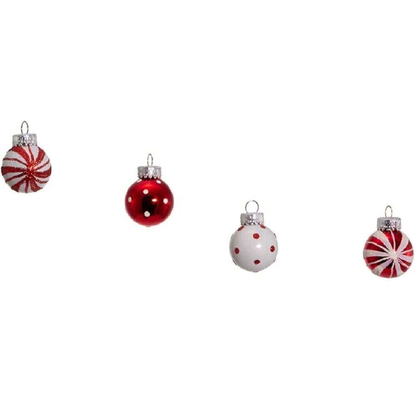Angle. Kurt S Adler - Kurt Adler 25mm Red and White Glass Deco Balls Miniature Christmas Tree Ornaments 12 piece set 1 inch - Multicolor.