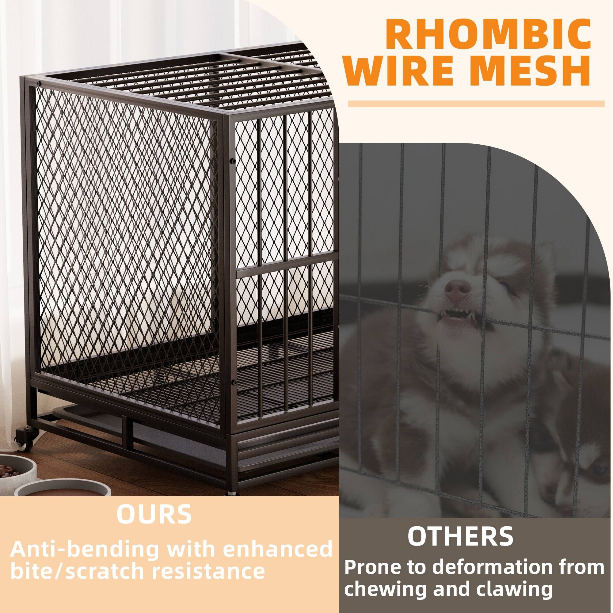 RHOMBIC WIRE MESH

OURS
Anti-bending with enhanced bite/scratch resistance

OTHERS
Prone to deformation from chewing and clawing