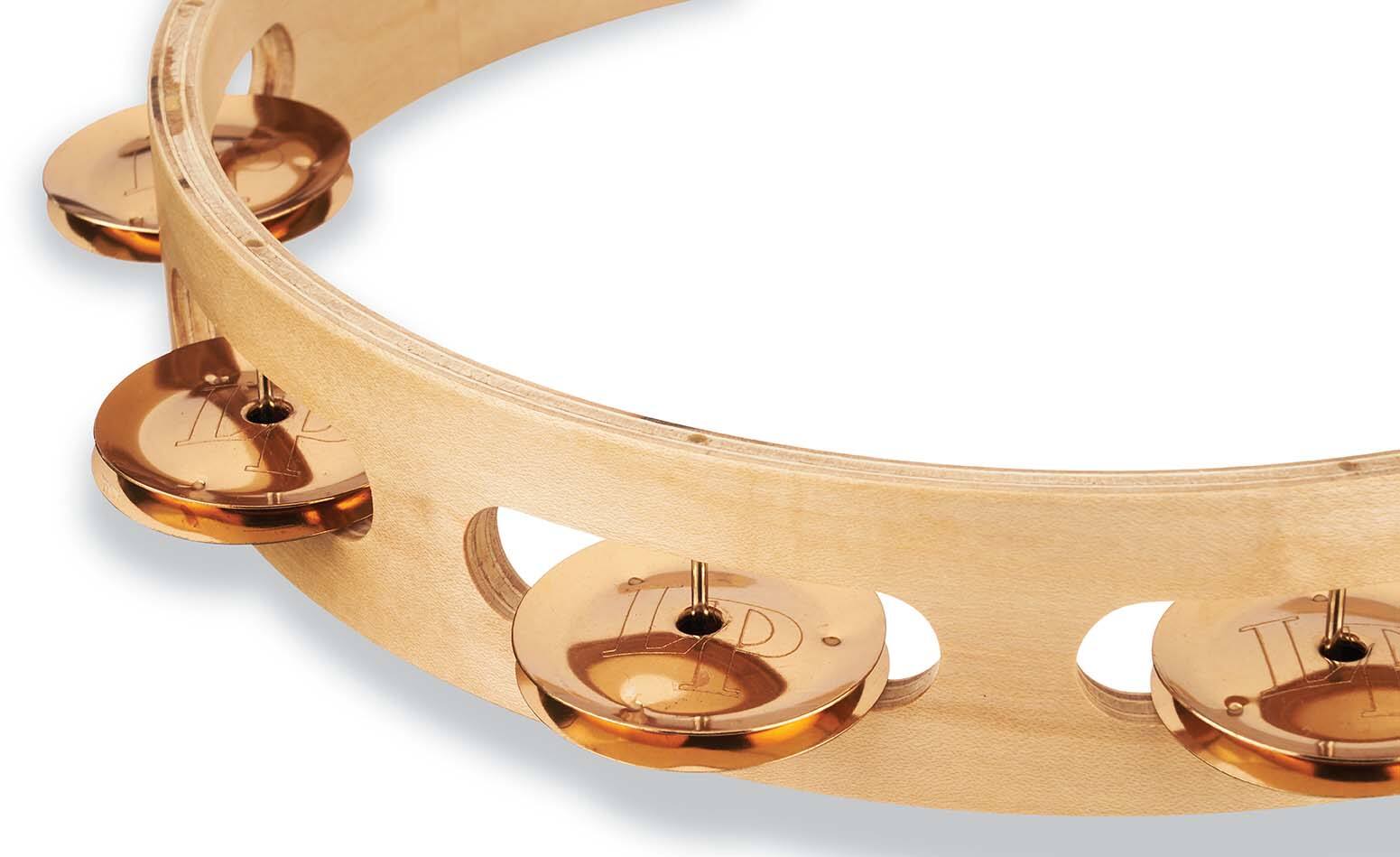 Left. Latin Percussion - Pro 10 Tambourine, Single Row Bronze.