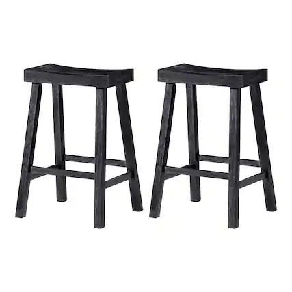 Front. Maven Lane - Maven Lane Vincent Wooden Rustic Aesthetic Kitchen Counter Stool, Set of 2 - Antiqued Black.