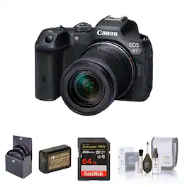 Bundle - Canon - EOS R7 Mirrorless Camera with RF-S 18-150mm f/3.5-6.3 IS STM Lens, with Essentials Filter Kit, 64GB Memory
