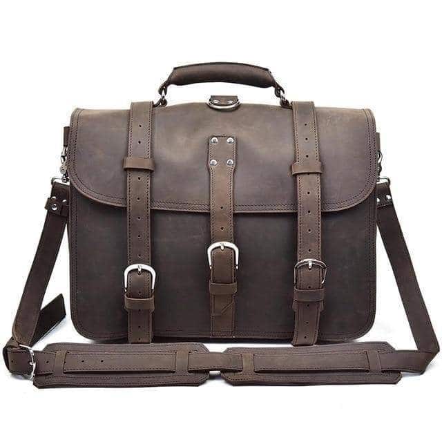 Steel Horse Leather - The Gustav | Vintage Leather Messenger - Dark brown