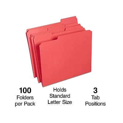 100 Folders per Pack  
Holds Standard Letter Size  
3 Tab Positions
