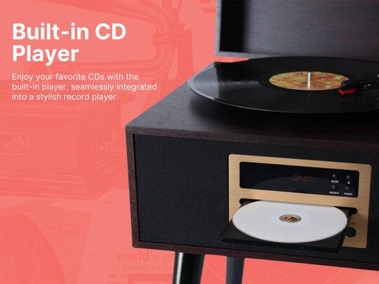 Victor Audio Victor Newbury 8 in 1 Wood Music Center Espresso VWRP