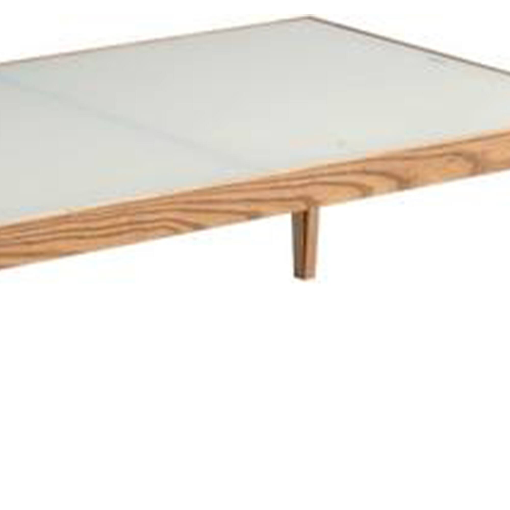 Alt View 2. Manhattan Lane - Wooden Frame Rectangular Coffee Table with Beveled Tempered Glass Top - Brown and Clear.