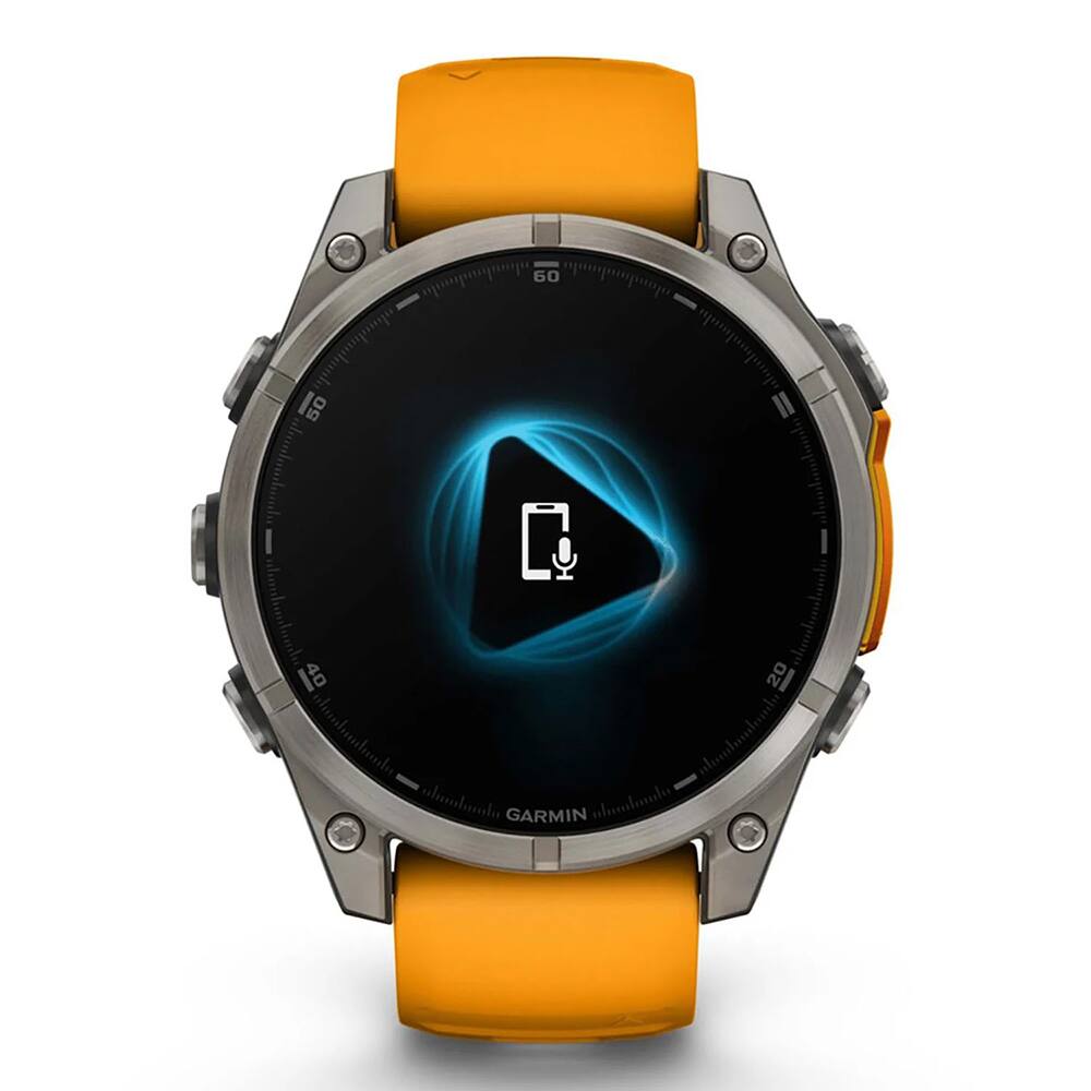 Alt View 5. Garmin - fēnix 8 AMOLED Sapphire GPS Smartwatch 47mm Fiber-reinforced polymer + 2-Year Extended Warranty Bundle - Sapphire/Titanium with Spark Orange/Graphite Band.