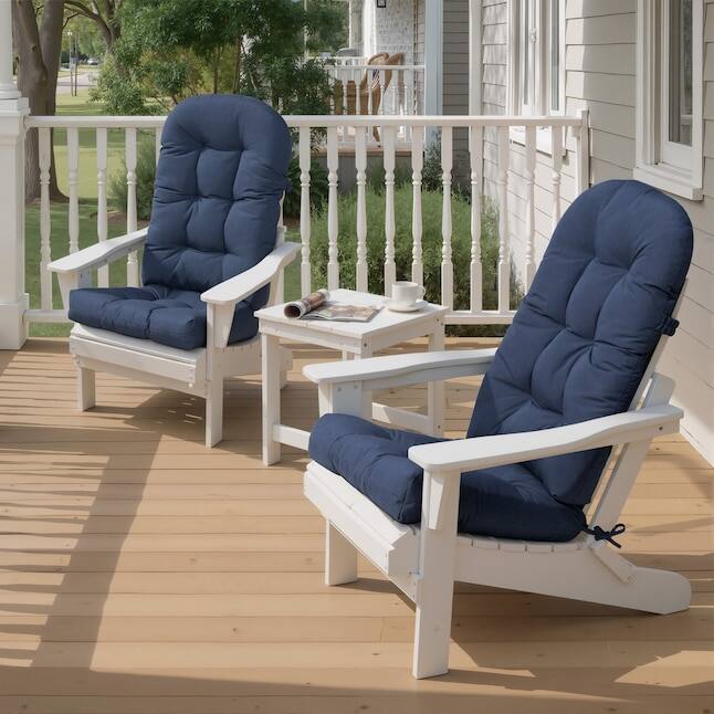 Alt View 5. Crestlive Products - Crestlive Products 2pc Outdoor Adirondack High Back Chair Cushion with Ties  Navy Blue High back patio chair cushion - Navy.