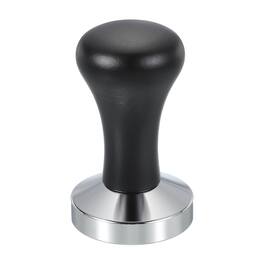 Unique Bargains - 53mm Coffee Tamper, Stainless Steel Espresso Press Tamper with Wooden Handle for Coffee Shop Restaurant - Black