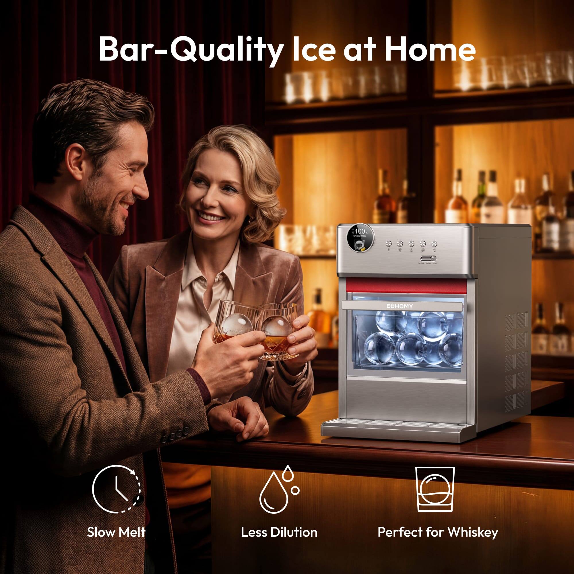 Bar-Quality Ice at Home

- Slow Melt
- Less Dilution
- Perfect for Whiskey