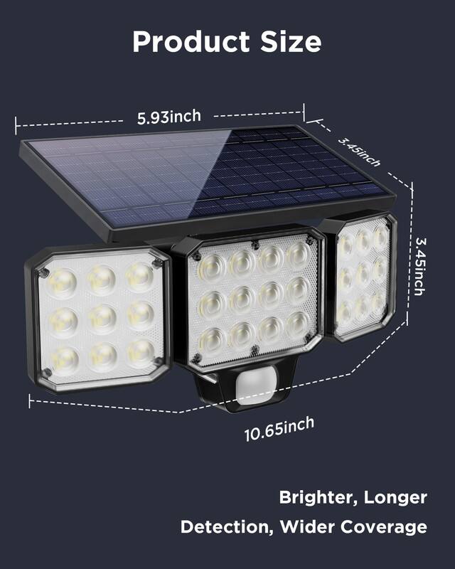 Product Size
5.93inch
3.45inch
3.45inch
10.65inch
Brighter, Longer Detection, Wider Coverage