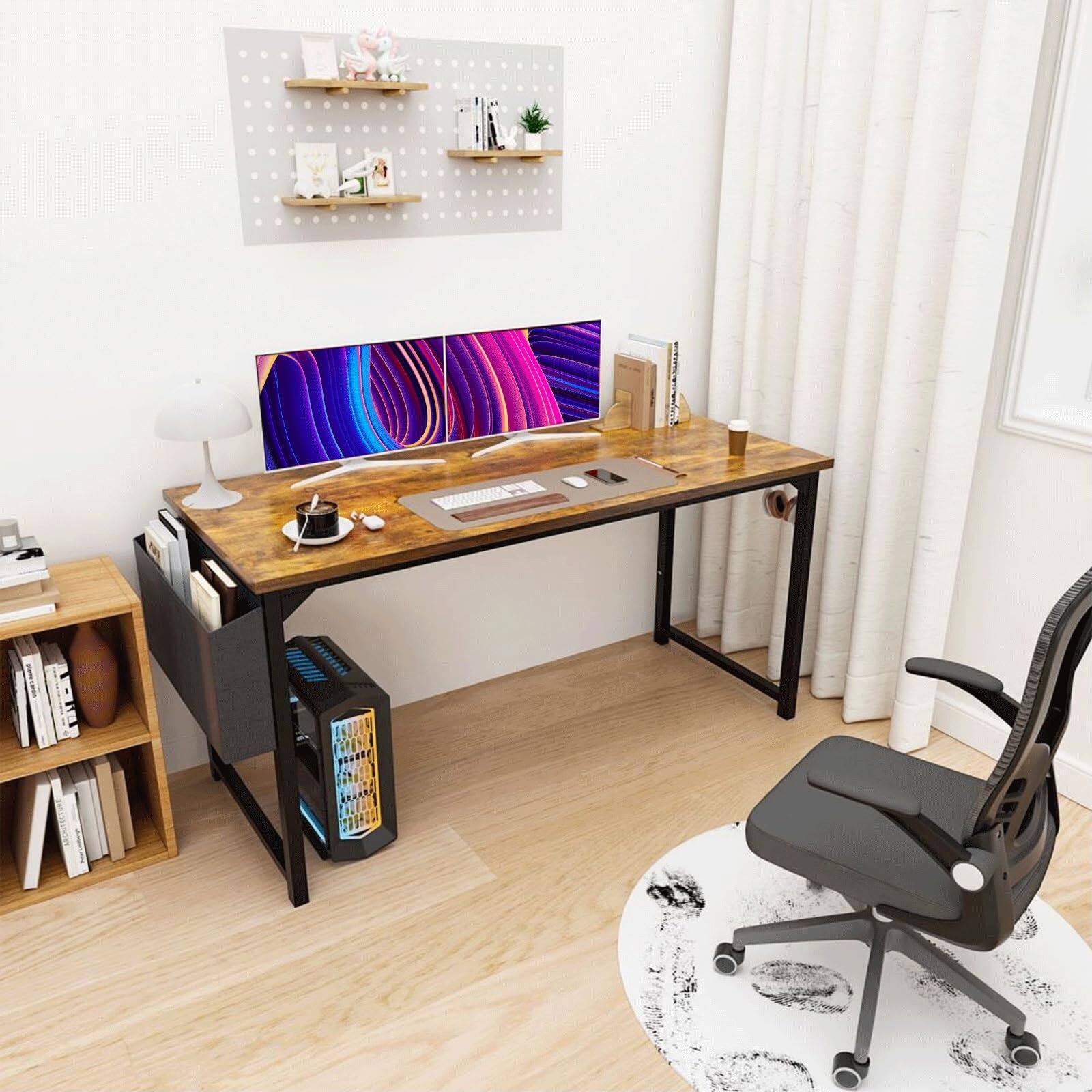 JETRANSPORT 63 Inch Desk Office With Storage Modern Simple Style Gaming ...