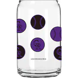 Logo Brands - Colorado Rockies 16oz. Smiley Can Glass - Multicolor