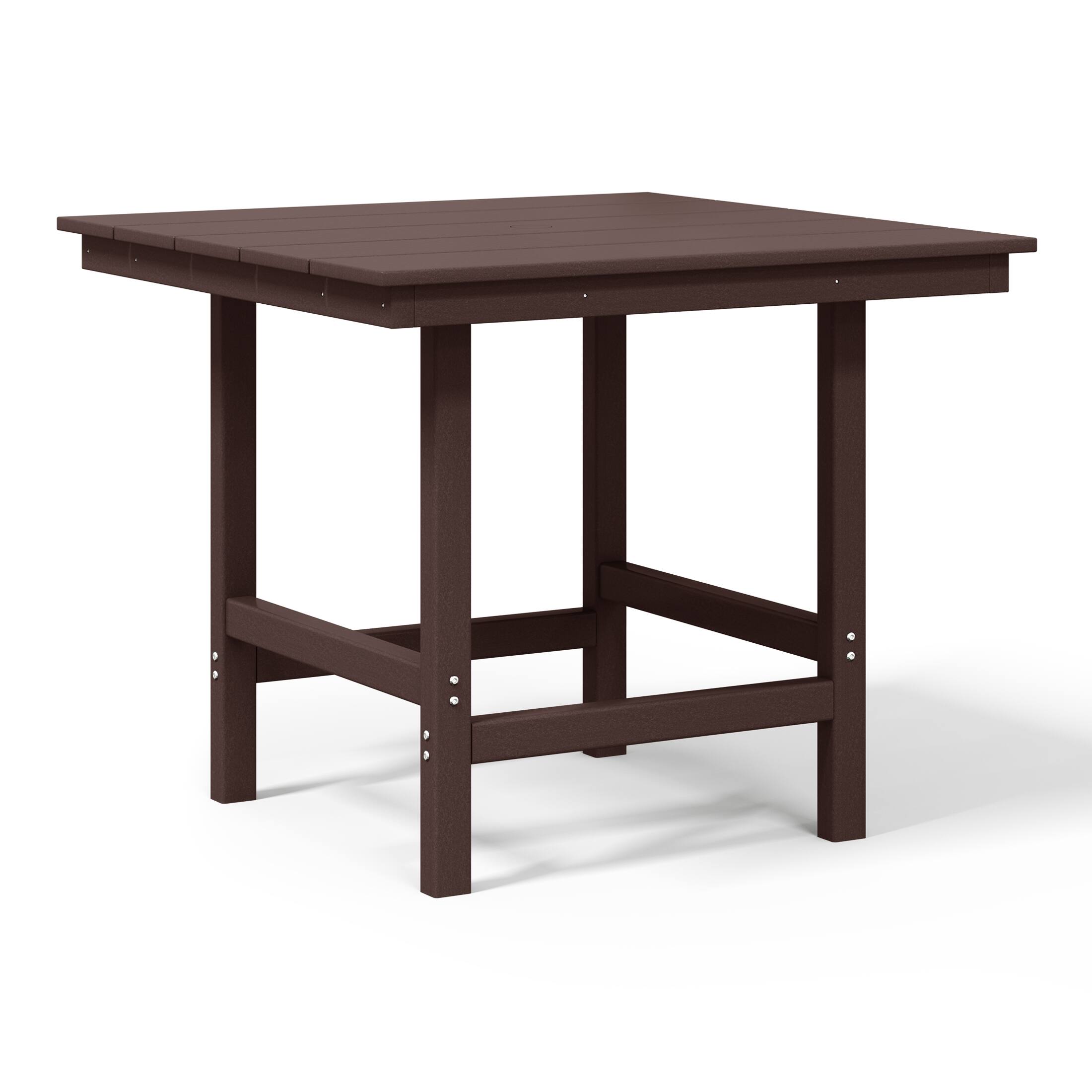 Back. WestinTrends - WestinTrends Ashore 5-Piece HDPE Outdoor Square Patio Dining Table Set with Armchairs - Dark Brown.
