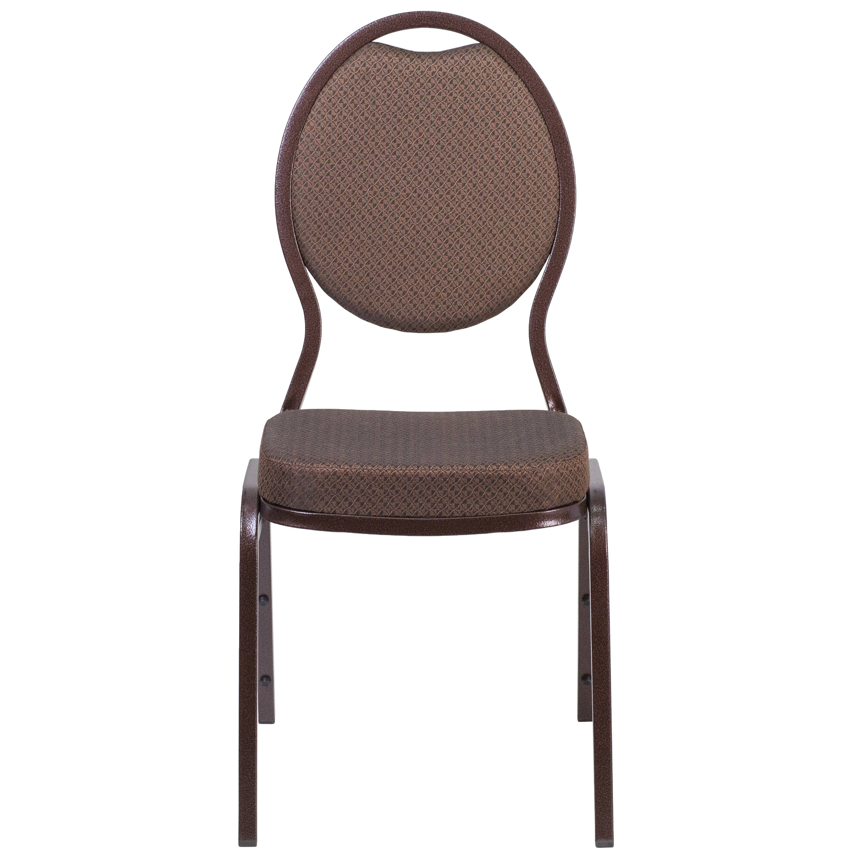 Alt View 7. Emma + Oliver - Teardrop Back Stacking Banquet Dining Chair - Brown Patterned Fabric/Copper Vein Frame.