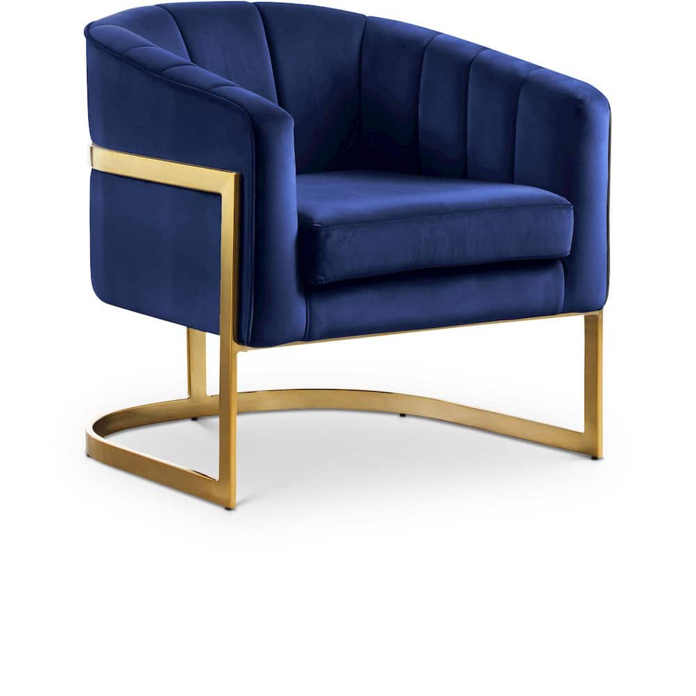 Meridian Furniture - Carter Navy Velvet Accent Chair - Blue