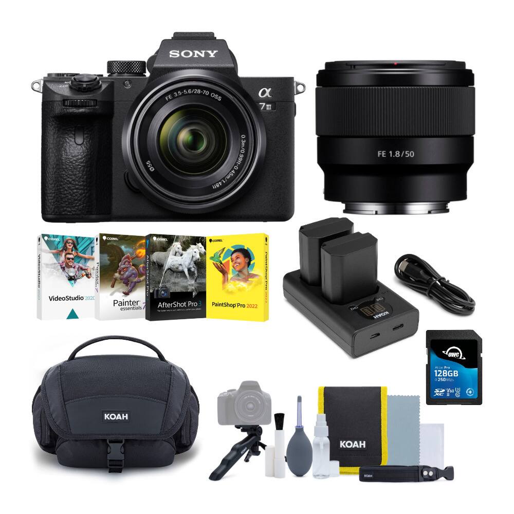 Sony - Alpha a7 III Mirrorless Digital Camera with 28-70mm Lens & 50mm Lens Bundle - Black