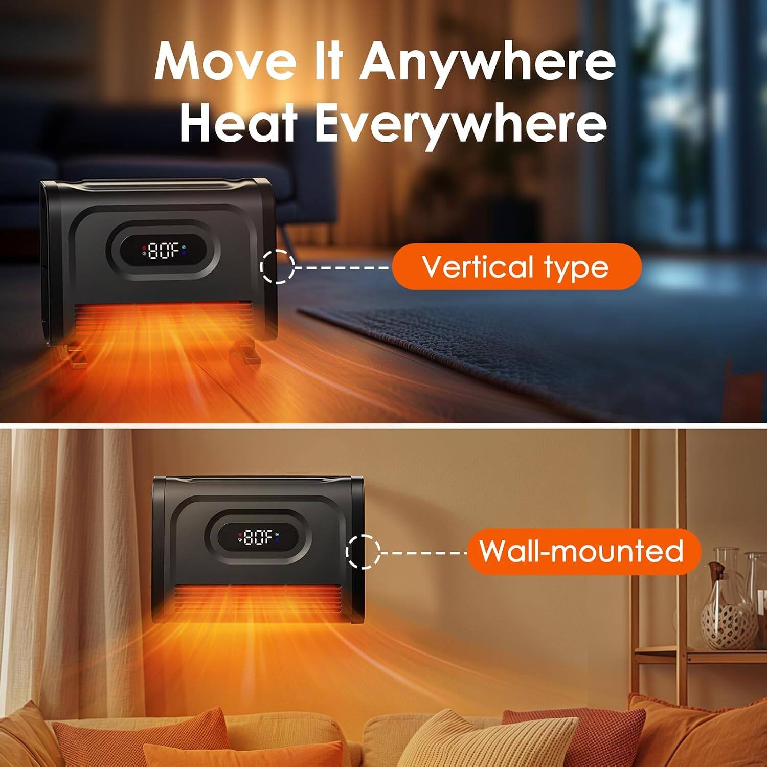 Move It Anywhere Heat Everywhere  
Vertical type  
Wall-mounted
