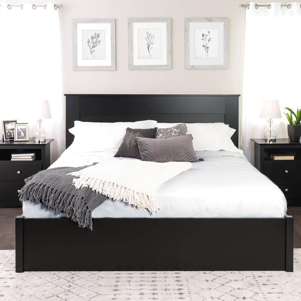 Alt View 1. Prepac - King Flat Panel Headboard, Black - Black.