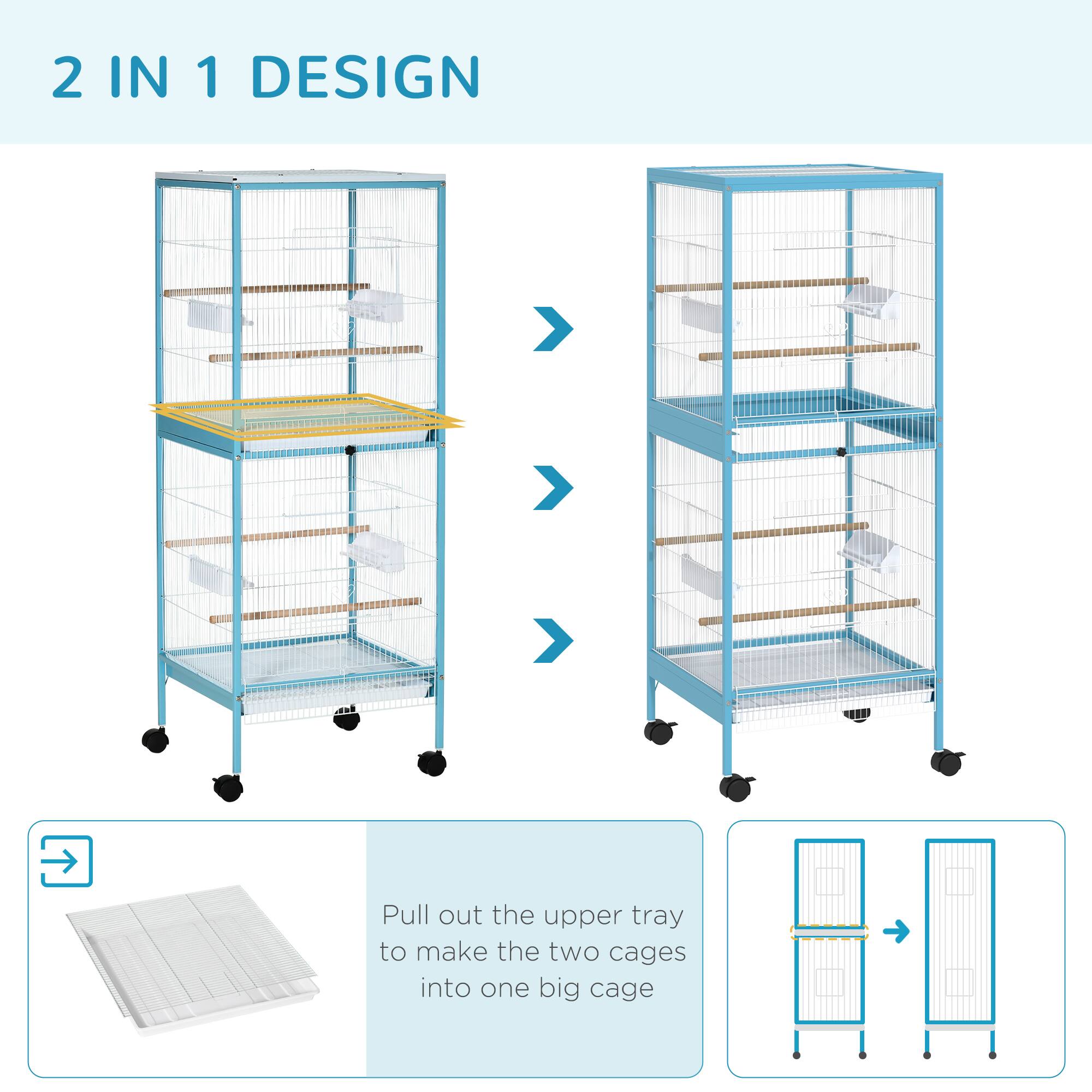 2 IN 1 DESIGN

Pull out the upper tray to make the two cages into one big cage