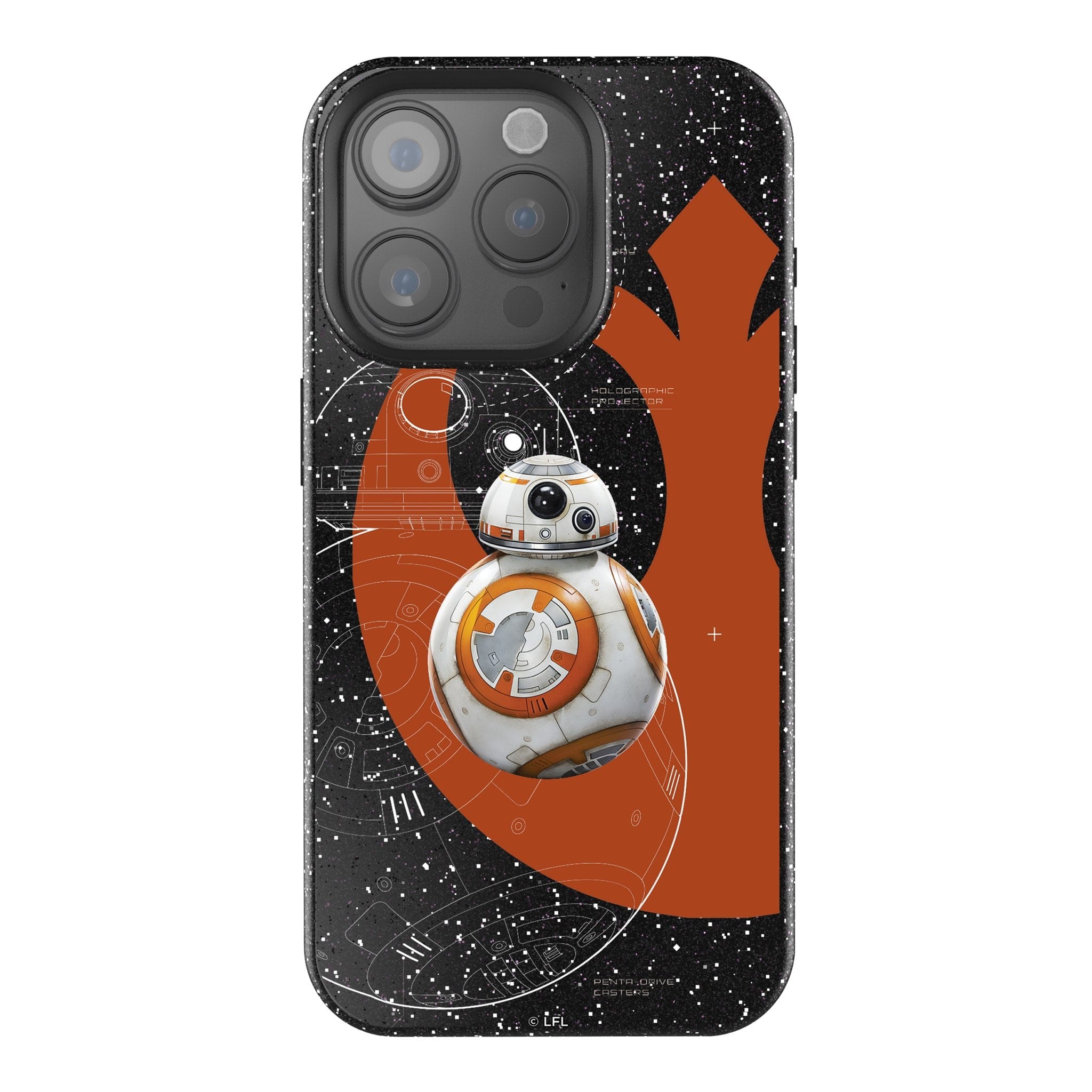Keyscaper - Star Wars: The Force Awakens FactionTech Black Bling Phone Case - Apple iPhone 15 Plus - BB-8