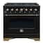 Forno Appliances - Antico 4.5 Cu. Ft. Freestanding Dual Fuel Convection Range with Antique Brass Accents - Black