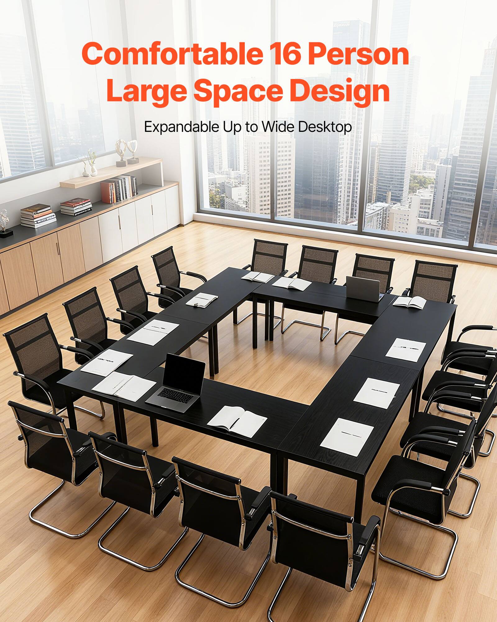 Comfortable 16 Person Large Space Design  
Expandable Up to Wide Desktop