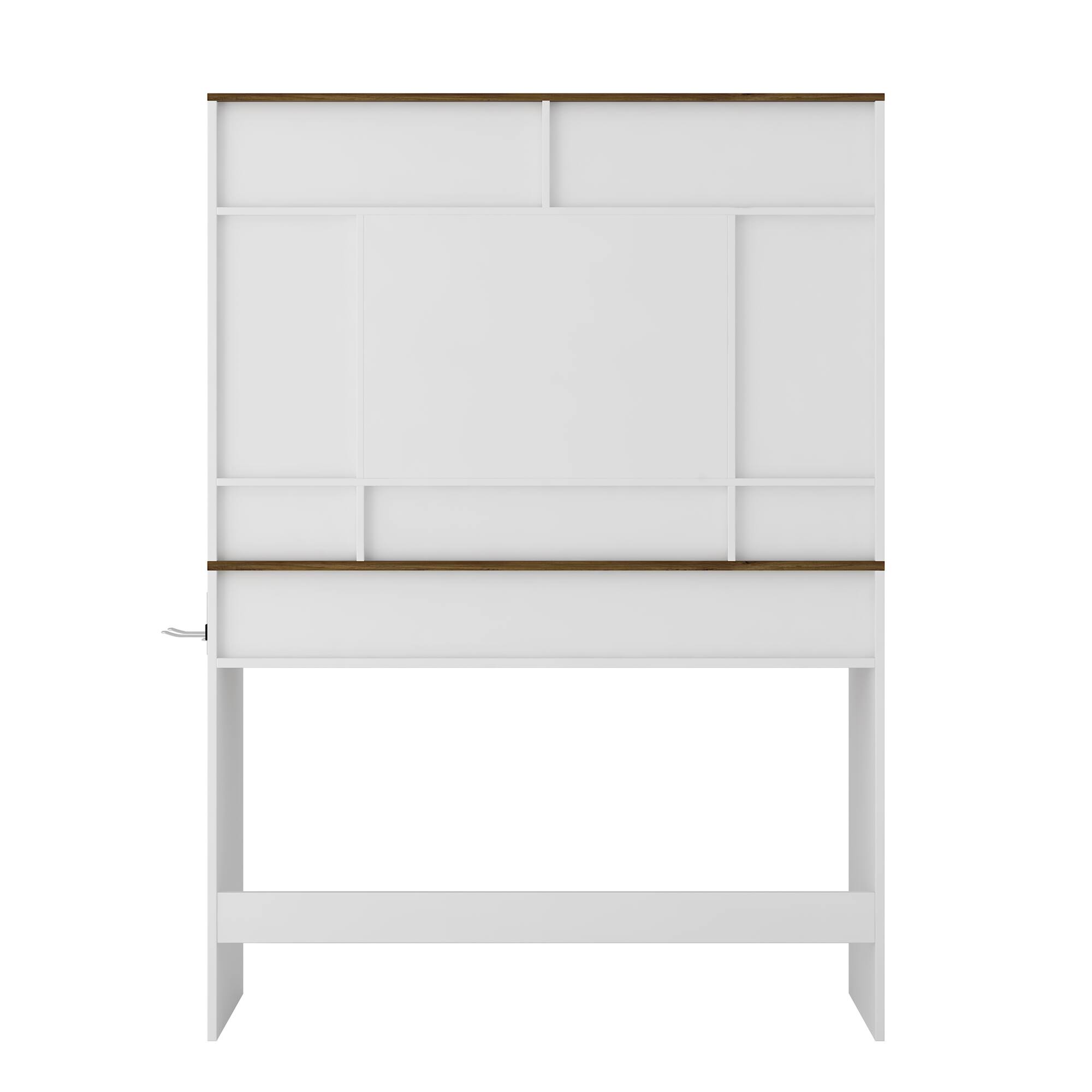 Alt View 1. COWLOWN - 43 Inch Farmhouse Dressing Table Lighted Mirror Drawer Hair Dryer Holder Bedroom Set White - White.
