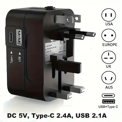 AD USA Type- USB Aduy 1-J4A u nothing_oce DCS2SA Made EUROPE UK AUS USB+Type C DC 5V, Type-C 2.4A, USB 2.1A