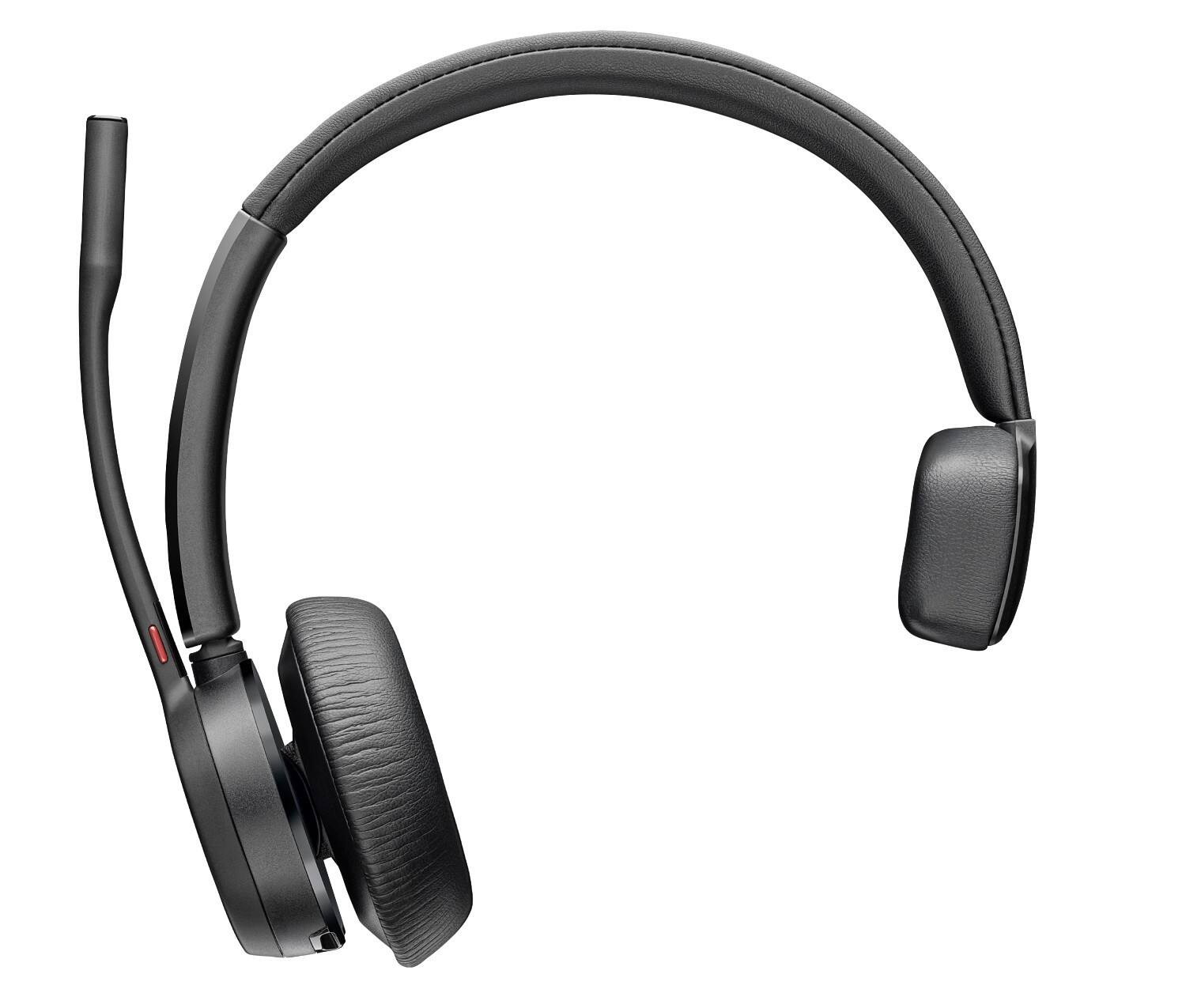 Angle. HP - Poly Voyager 4310-M Microsoft Teams Certified Headset with charge stand - Black.