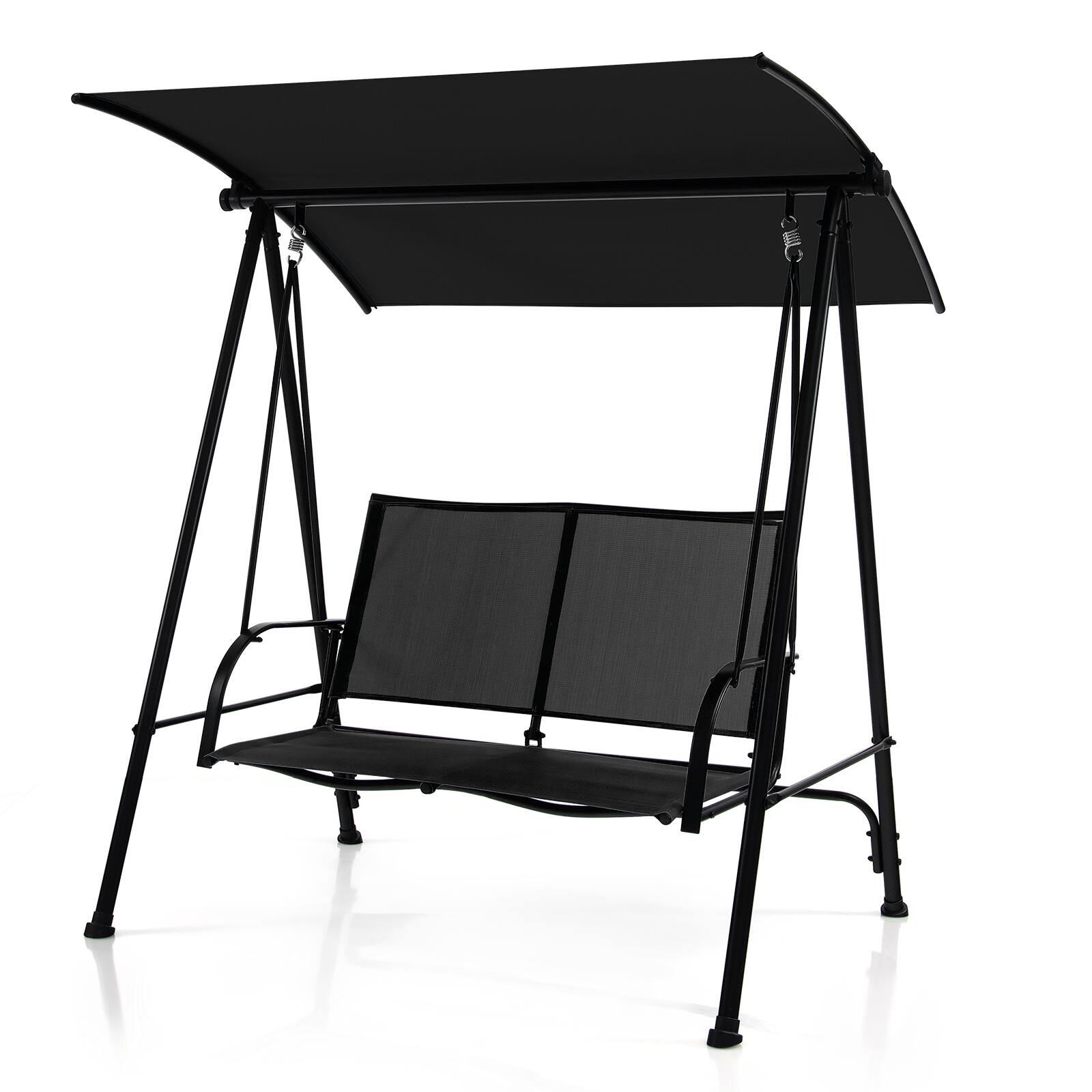 Alt View 7. Costway - Costway 2-Seat Patio Swing Porch Swing with Adjustable Canopy for Garden - Black.