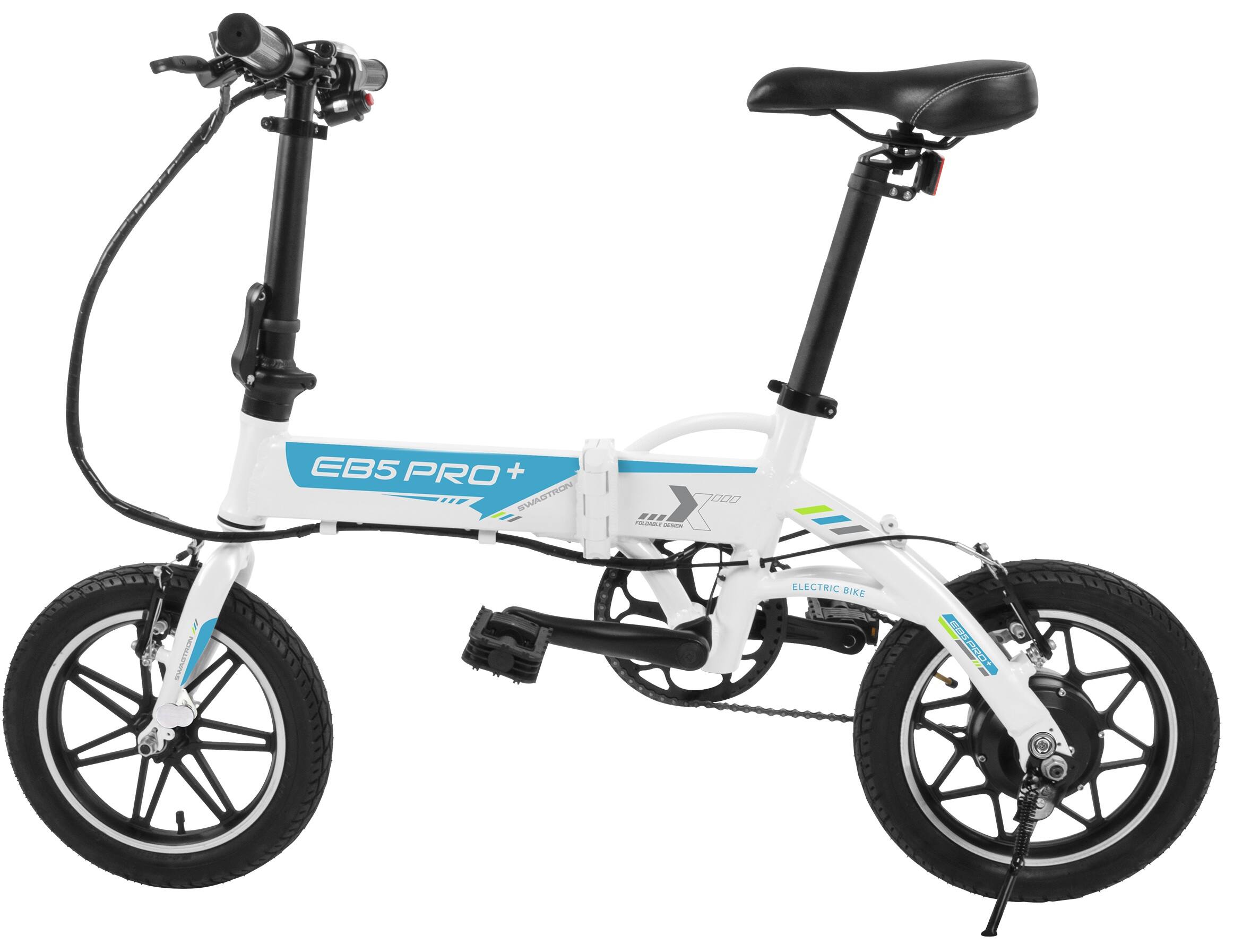 Front. Swagtron - EB-5 Plus Electric Bike w/ 16-mile Max Operating Range & 15 mph Max Speed - White.