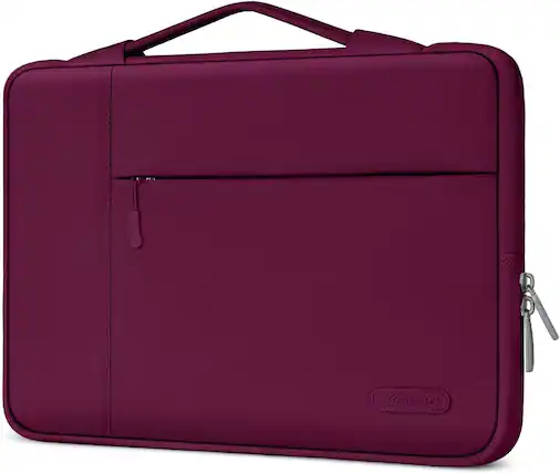 Front. mosiso - 13.3-inch Slim Laptop Sleeve with Handle, Shock-Resistant Bubble Foam, Two Exterior Pockets - Burgundy.
