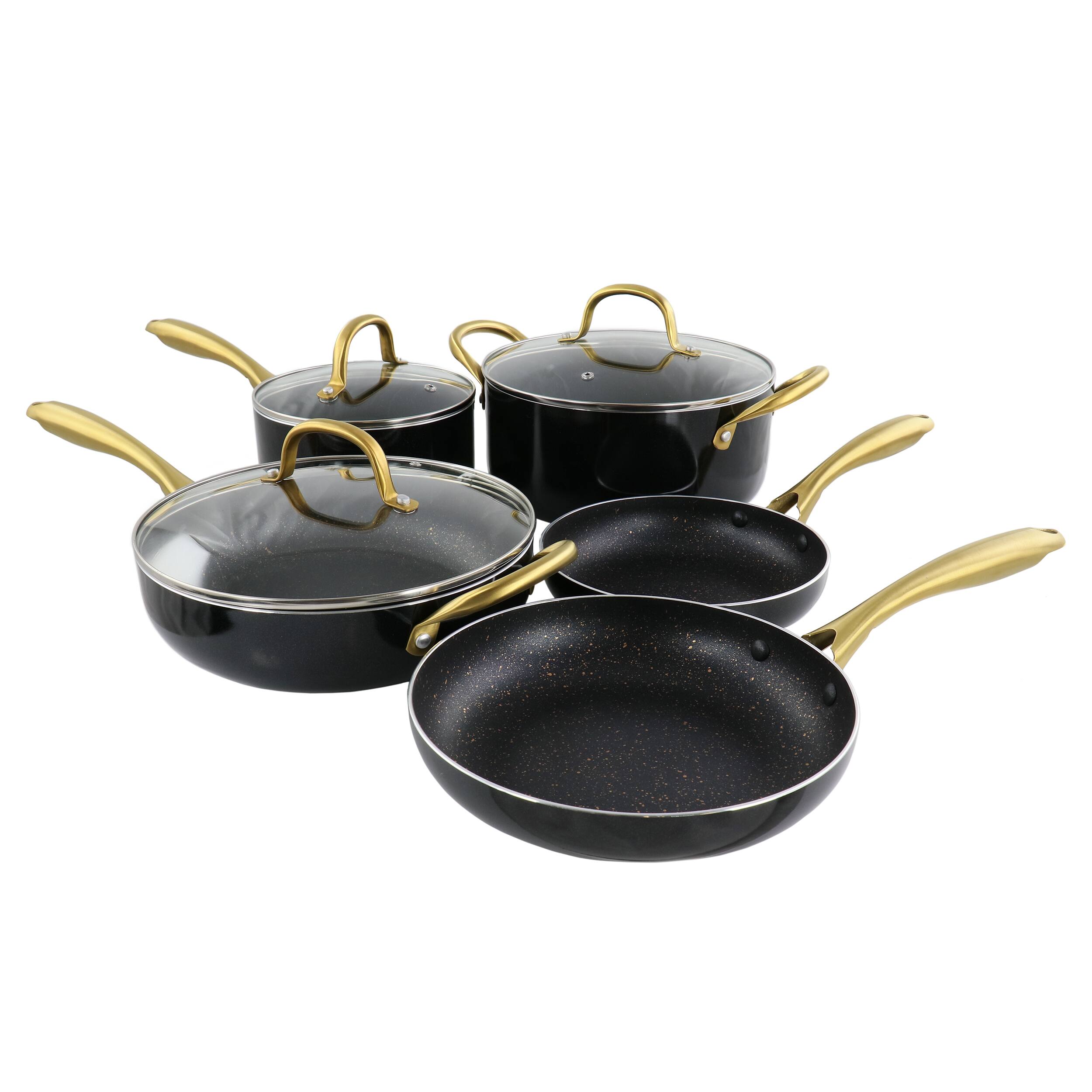 Front. Gibson - Gibson Home Ellsworth 12 Piece Aluminum Nonstick Cookware Set - Black.