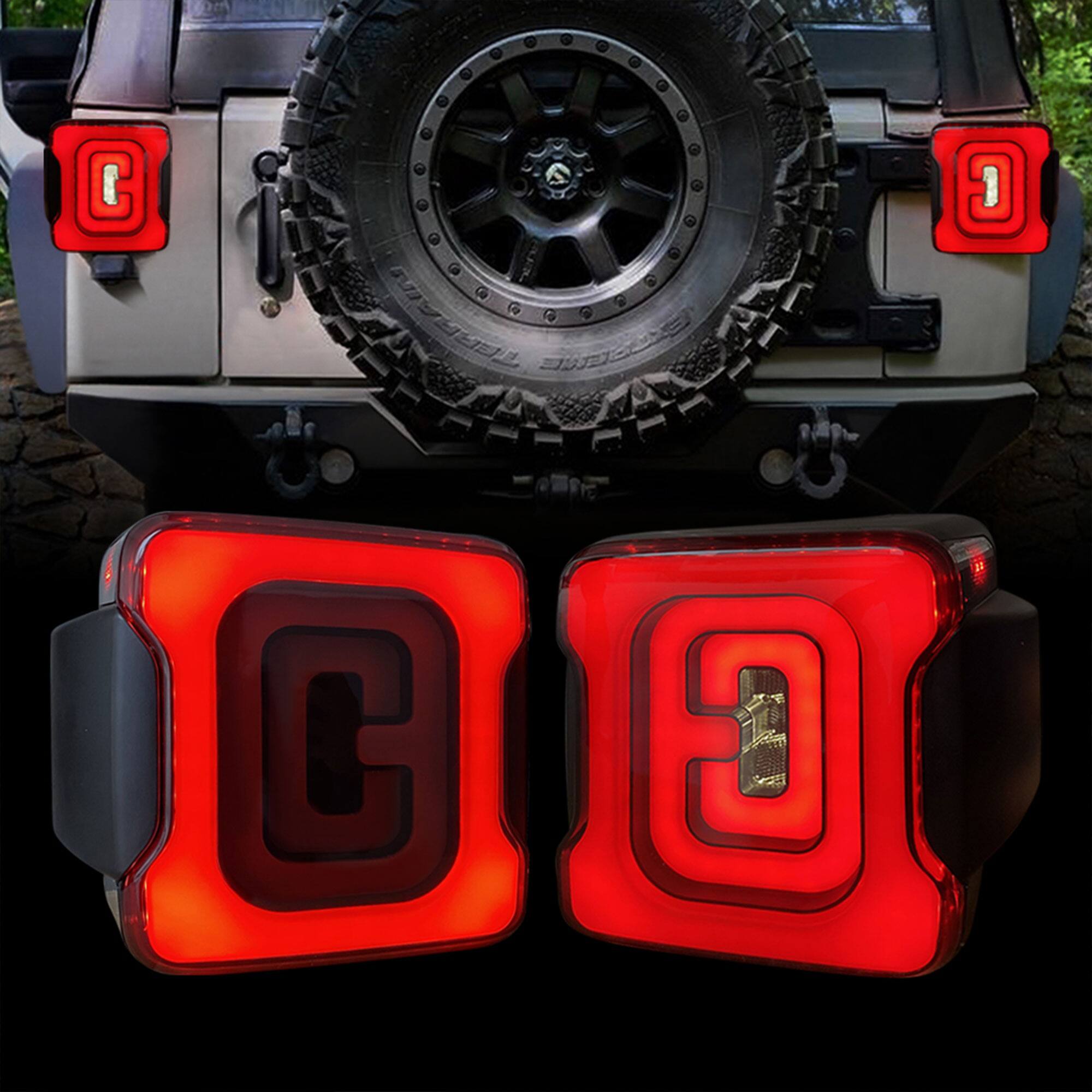 Alt View 5. AMERICAN MODIFIED - AMERICAN MODIFIED Smoked Tail Lights Compatible with 07-18 Jeep Wrangler JK/JKU - Smoked lens/Satin black housing.