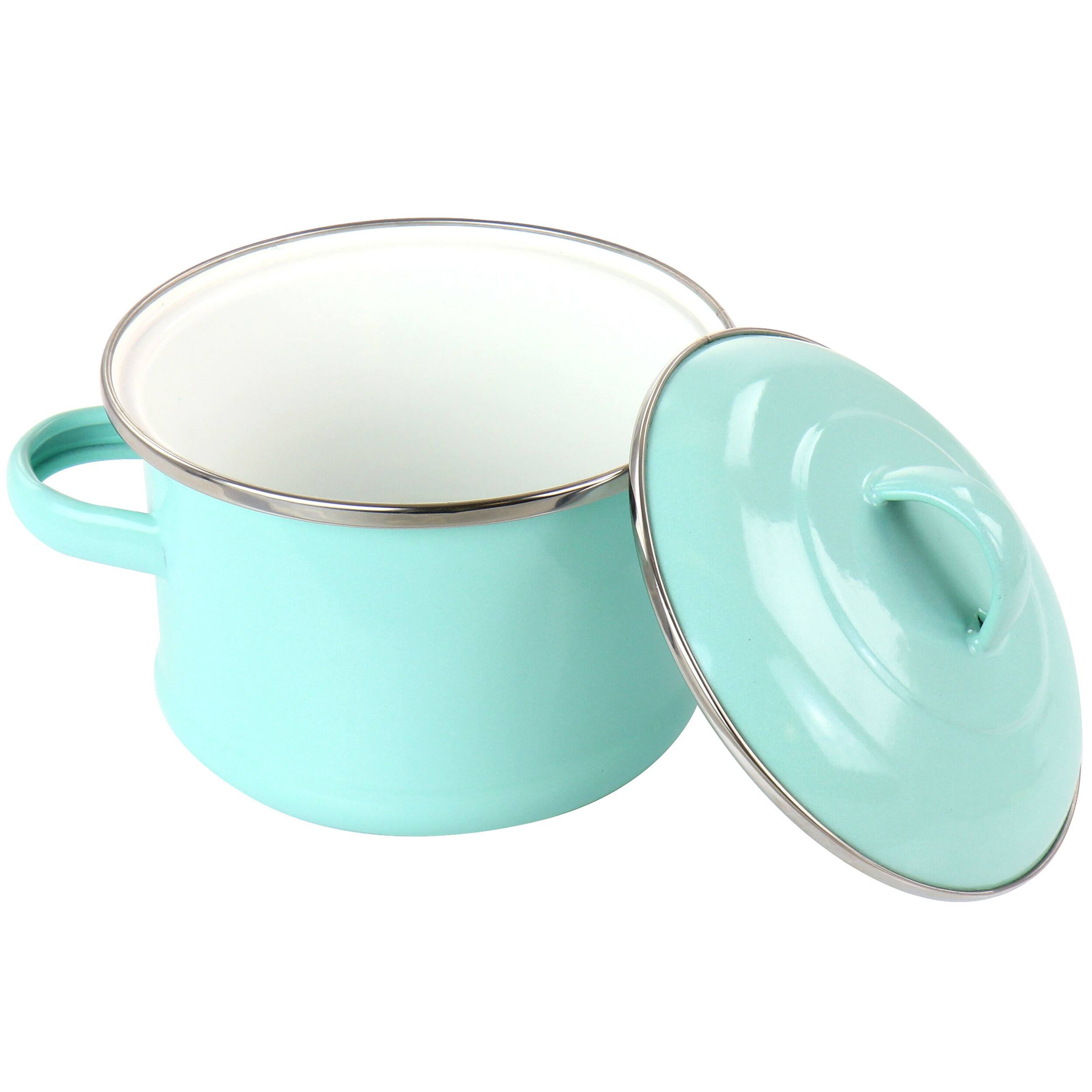 Alt View 1. Martha Stewart - Martha Stewart Enamel on Steel Mini Dutch Oven - Turquoise.