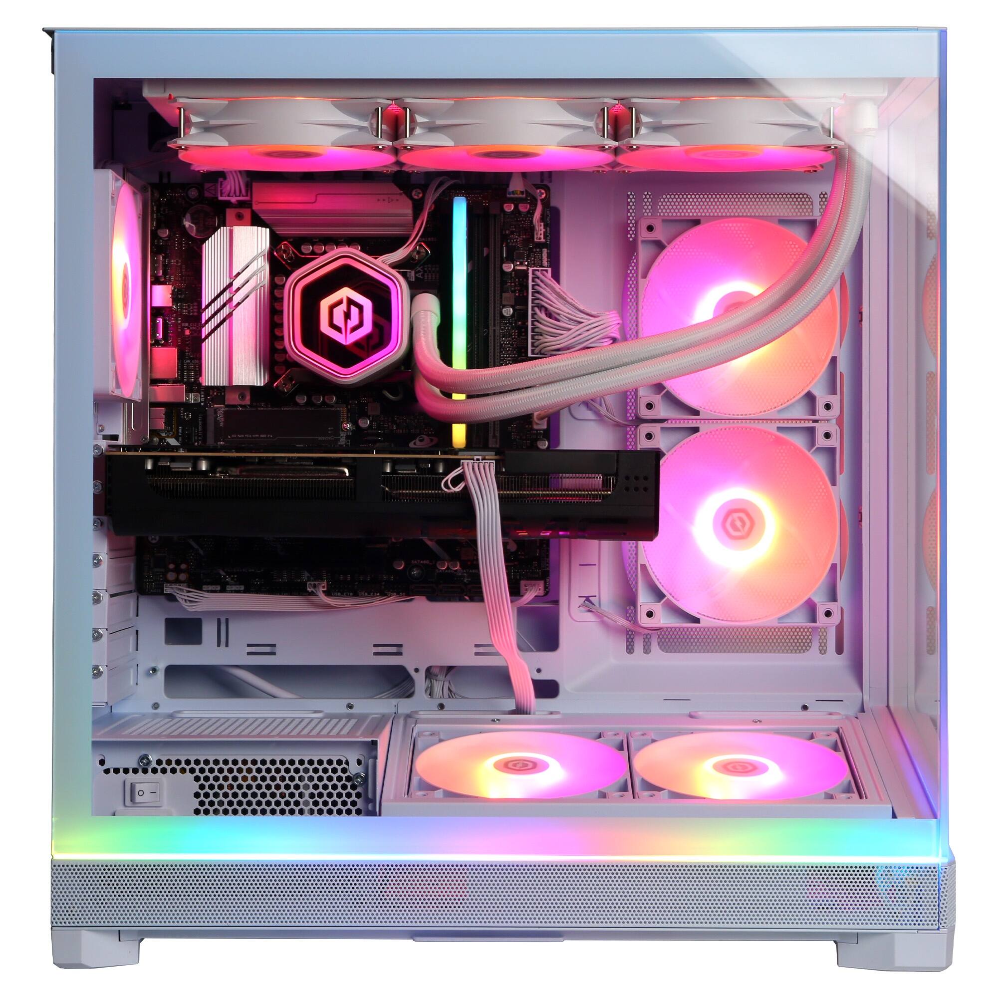 Alt View 5. CyberPowerPC - Gaming Desktop - Intel Core Ultra 7 270K Plus - NVIDIA GeForce RTX 5070 Ti 16GB - 32GB DDR5 - 2TB PCIe 4.0 SSD - White.