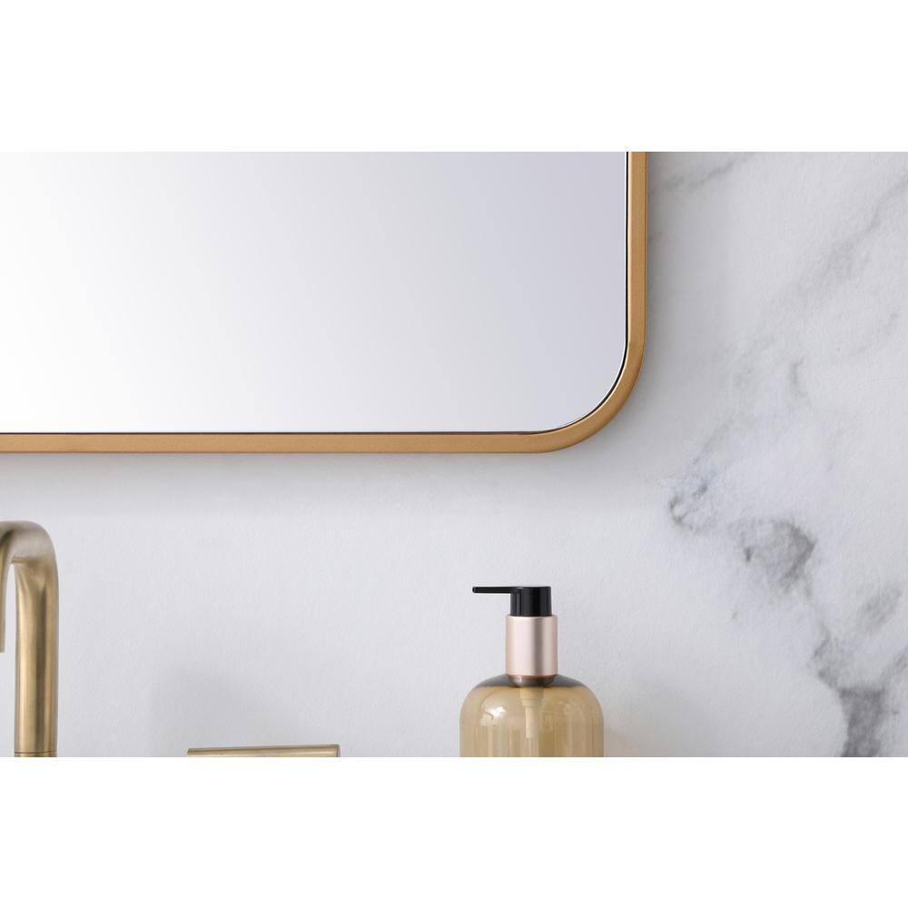 Alt View 3. Elegant Decor - Soft corner metal rectangular mirror 24x32 inch in Brass - Brass.