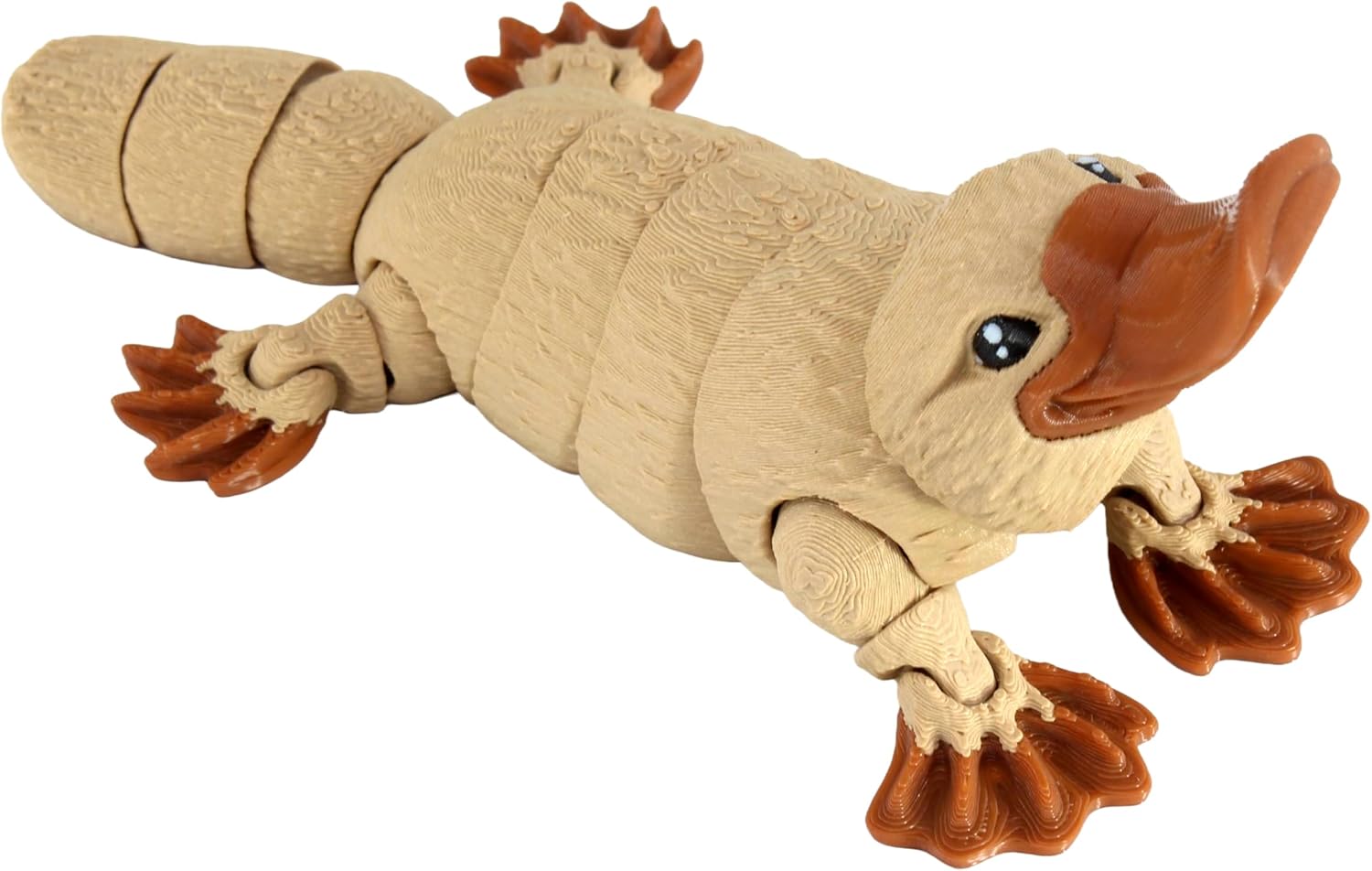 Alt View 3. JuzToys - 3D Printed Articulated Platypus Figurine, 6.5" Flexible Jointed Duck-Billed Platypus, Fidget Desk Decor by PowerTRC - Brown.