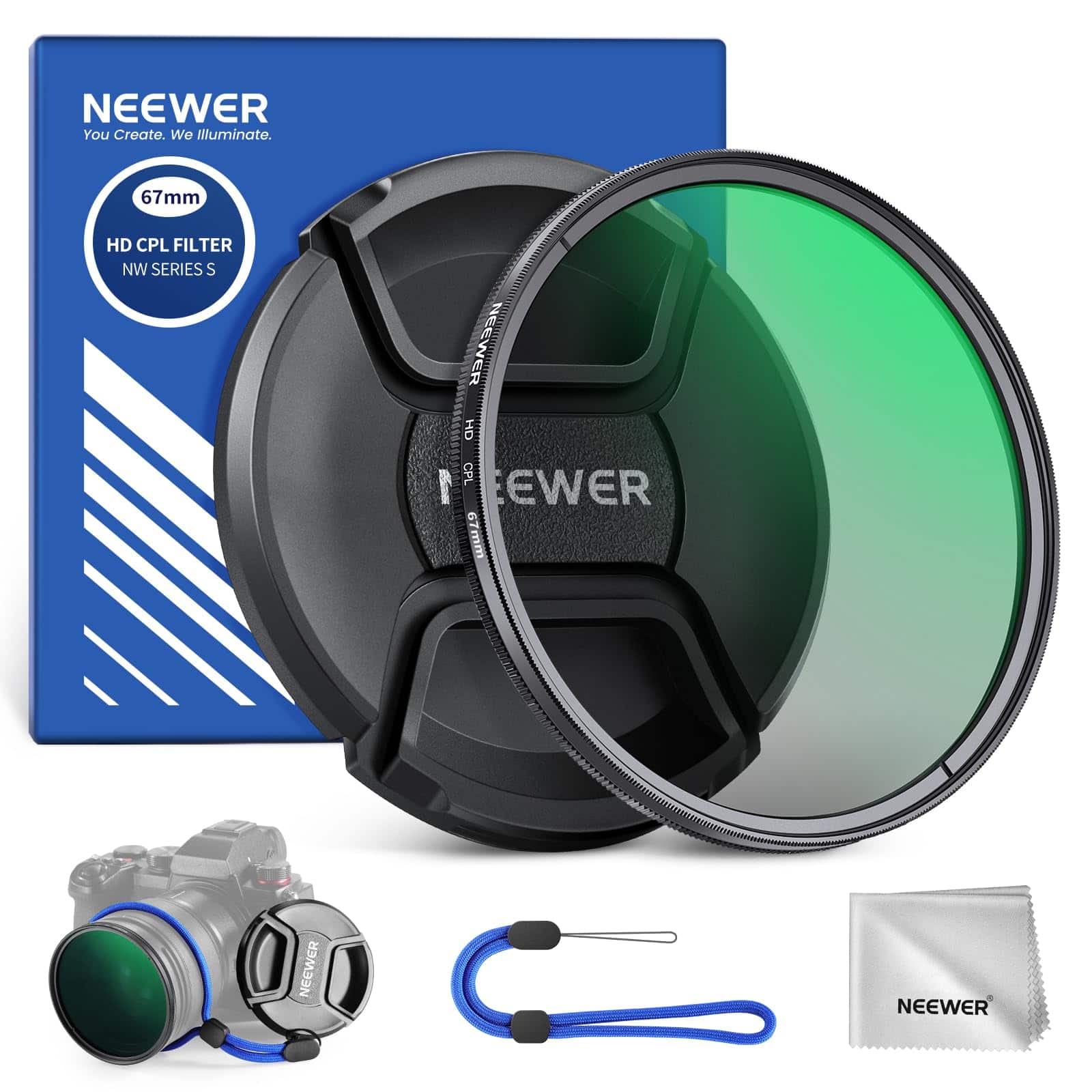 Neewer - 67mm CPL Filter with Lens Cap, Ultra Thin, Nano Coated, HD Glass, Reduces Glare