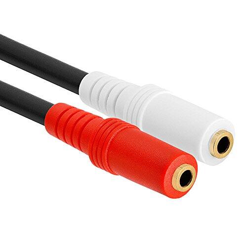 Angle. Cmple.com - Cmple - Stereo Audio Y Adapter Cable, 3.5mm to RCA & RCA Splitter, Male to Female AUX Cable - AUX M to 2 F Stereo - Black.