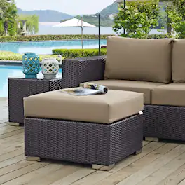 Convene Outdoor Patio Fabric Square Ottoman by Modway - Espresso Mocha