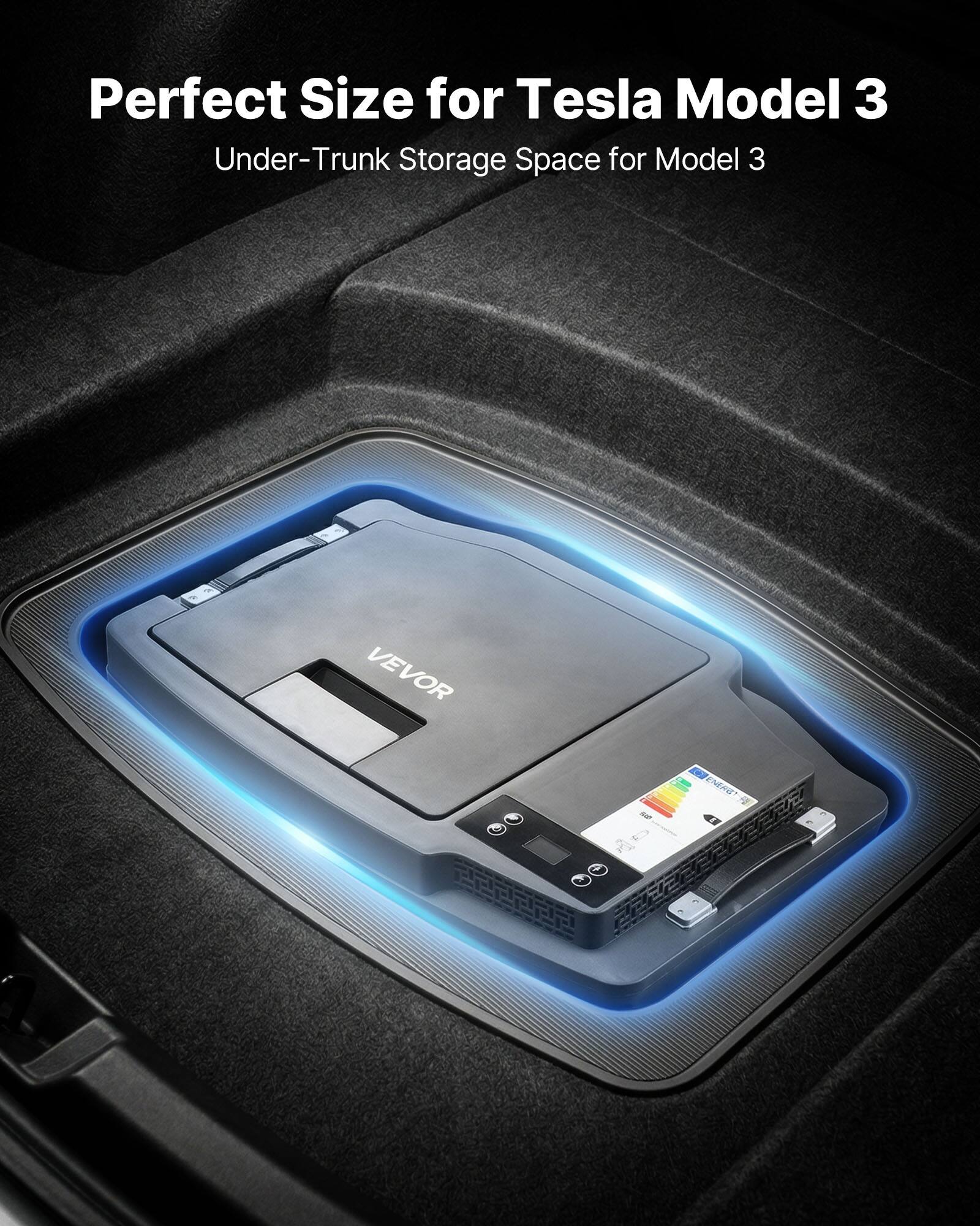 Perfect Size for Tesla Model 3  
Under-Trunk Storage Space for Model 3  
VEVOR