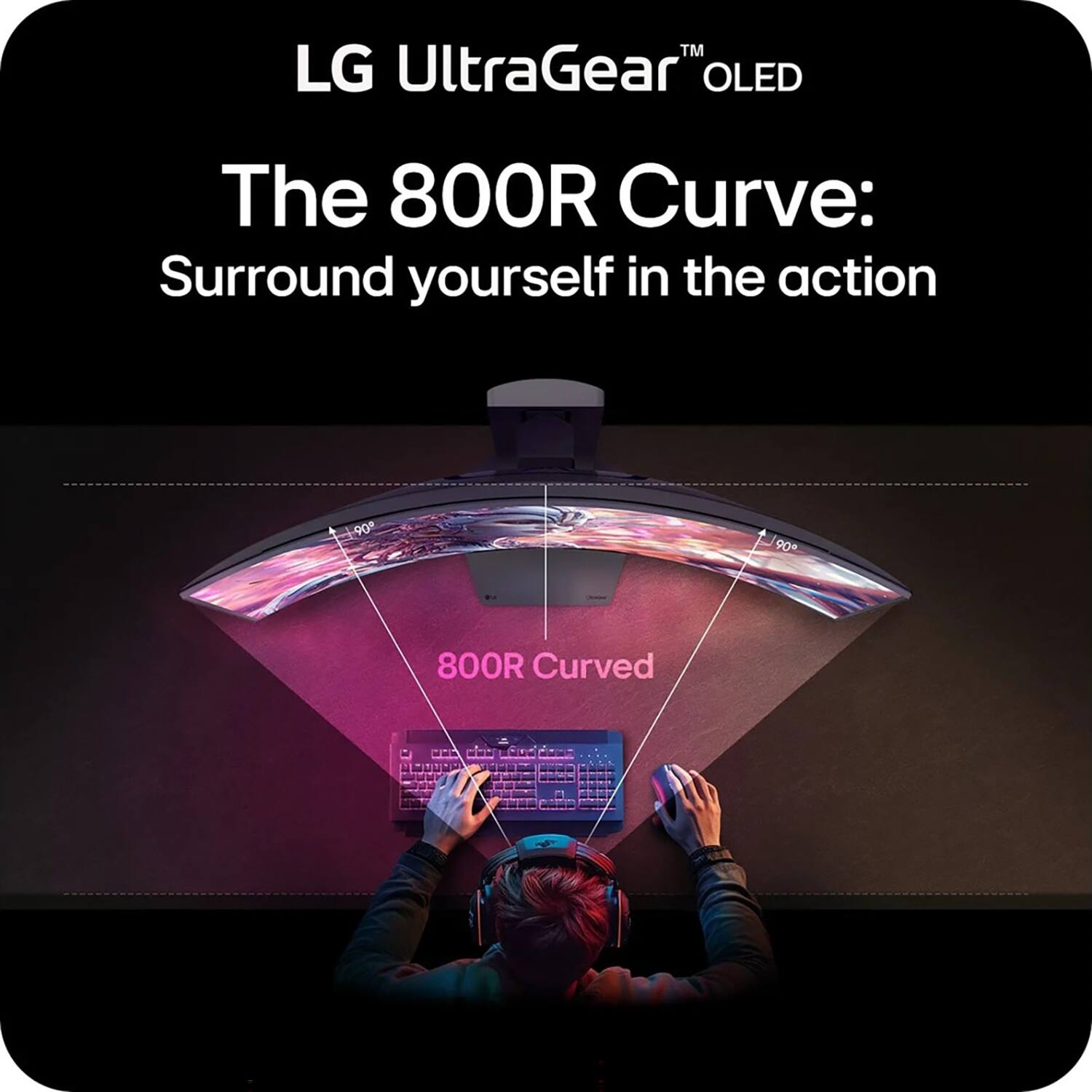 LG UltraGear™ OLED  
The 800R Curve:  
Surround yourself in the action  
800R Curved