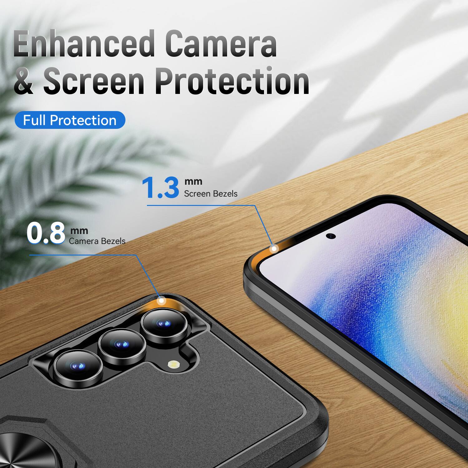 Enhanced Camera & Screen Protection  
Full Protection  
1.3 mm Screen Bezels  
0.8 mm Camera Bezels