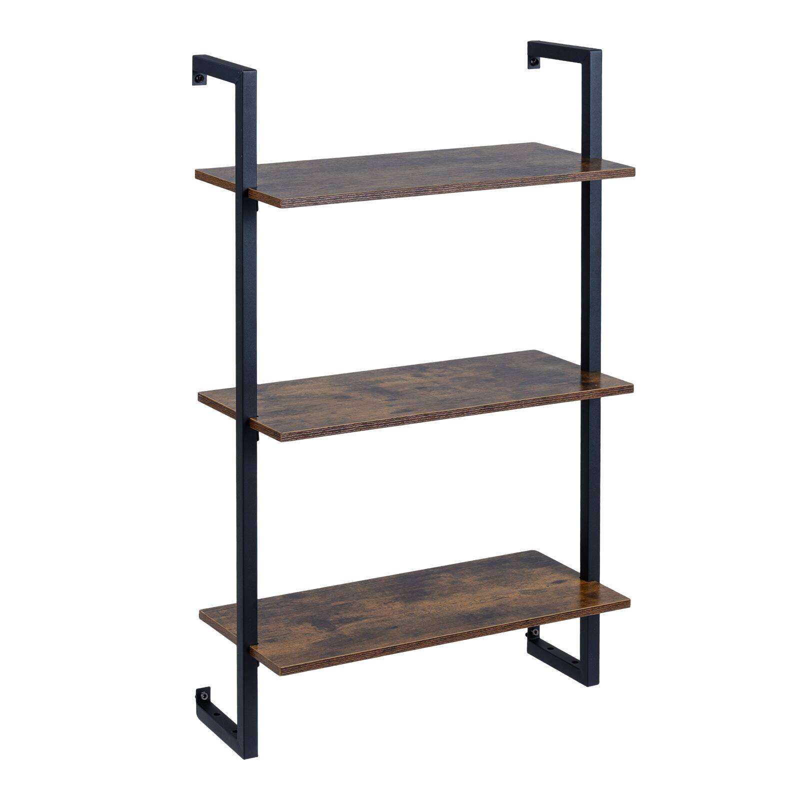 Alt View 9. Gymax - Gymax 2Pcs 3-Tier Floating Shelf for Wall Industrial Wall Mounted Coffee Bar Shelving - Brown.