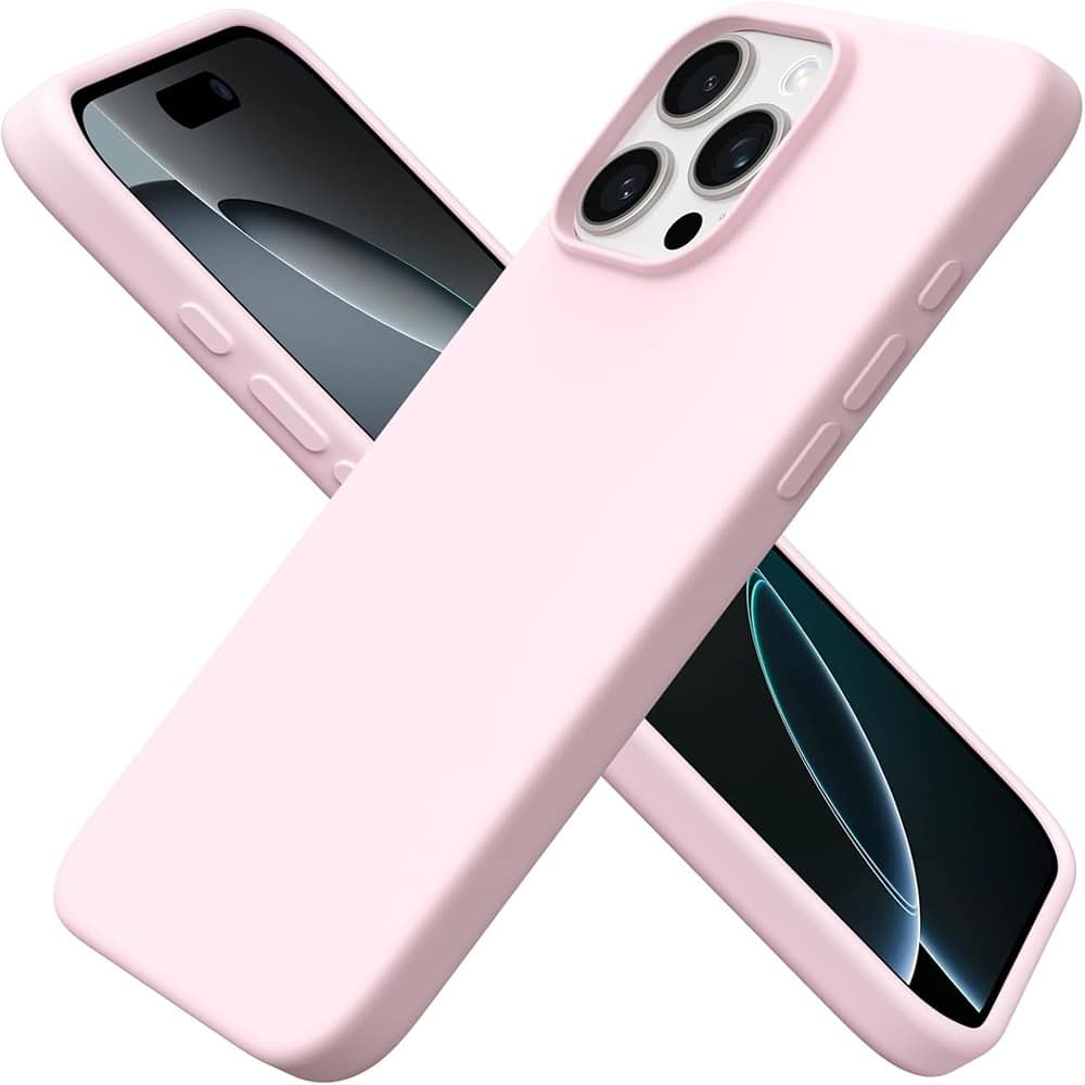 ACJPR - iPhone 16 Pro Max Case, Slim Liquid Silicone, Shockproof, Chalk Pink - Color: Chalk Pink